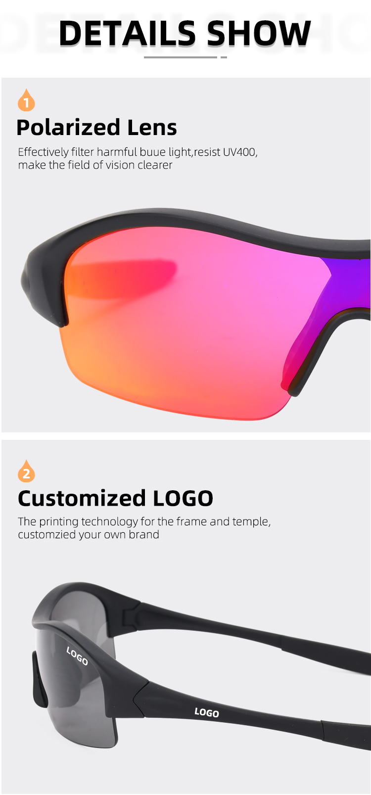 Custom Logo Own Patent Best Selling Newest Fashion OEM ODM Oversize Running Sun Glasses Anti UV Youth Outdoor Sport Sunglasses