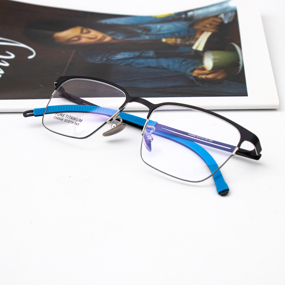 Unisex Fashionable Optic Quality Pure Titanium Lightweight Full-Rim Square Reading Glasses Frame Blue Black Wholesale Price