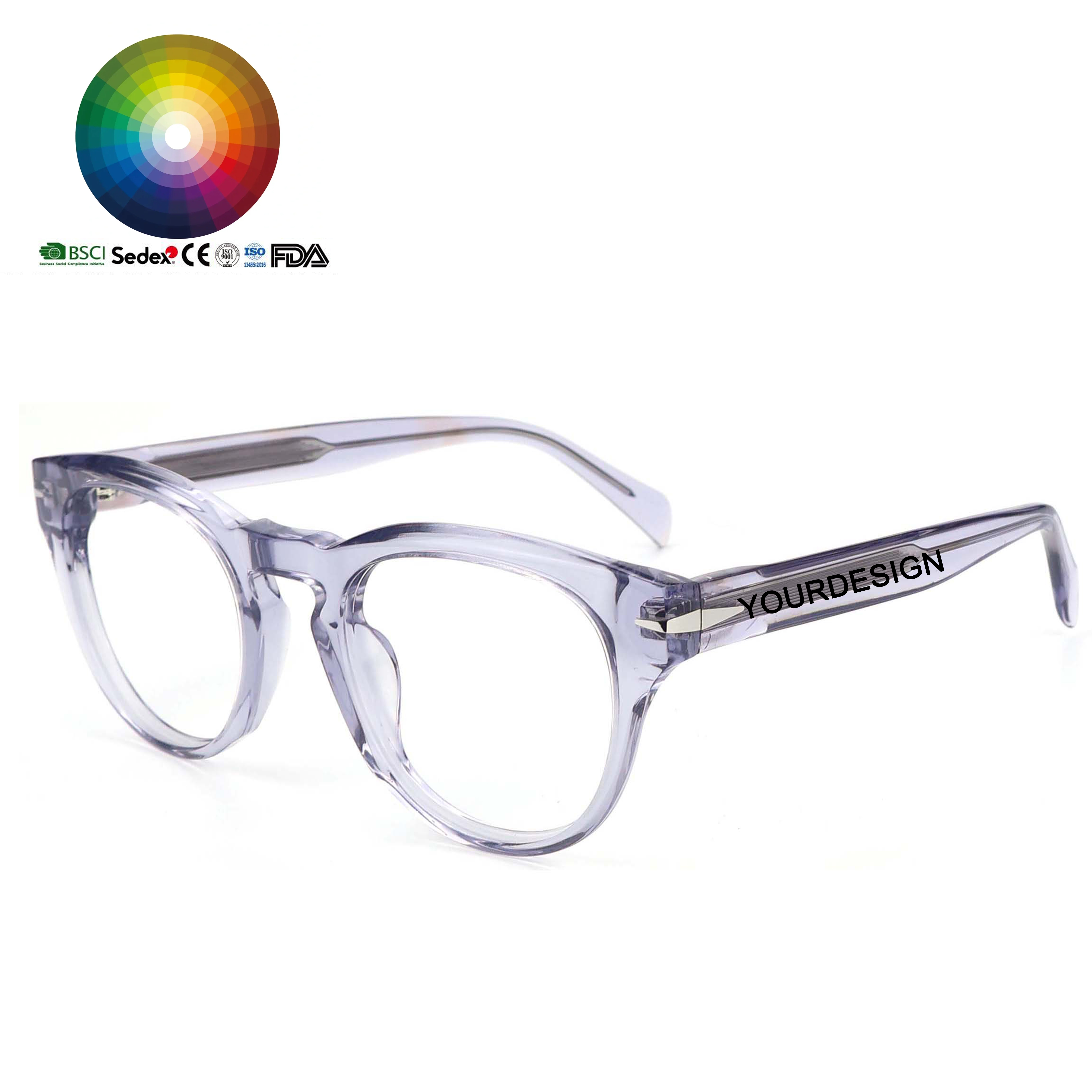 High Quality Circular Design Acetate Optical Frame Wholesale Computer Eyeglasses Manufacturer in China Custom Logo Spectacles