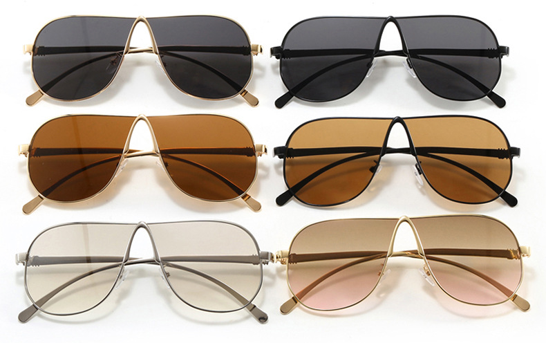 Retro 70s Pilot Teardrop Shield Wrap Around Oversized Metal UV400 Polarized Luxury Driving Sunglasses Men Glasses Sunglasses