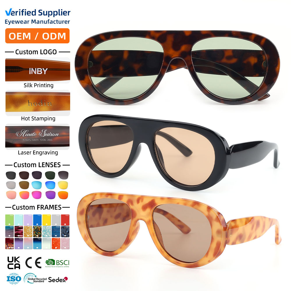 HP24374 OEM UV400 Fashion Sun Glasses 2026 Trendign Eyewear Manufacturer Oversized Custom Logo Sunglasses for Men and Women