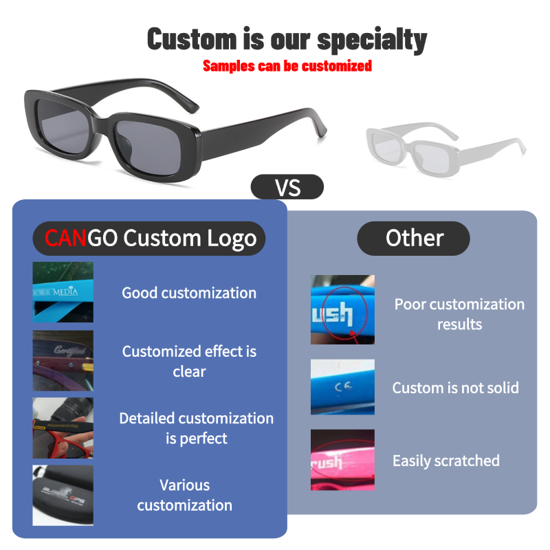 Custom Square Rectangular Sunglasses Women OEM ODM Logo UV400 PC Frame Low MOQ Factory Wholesale