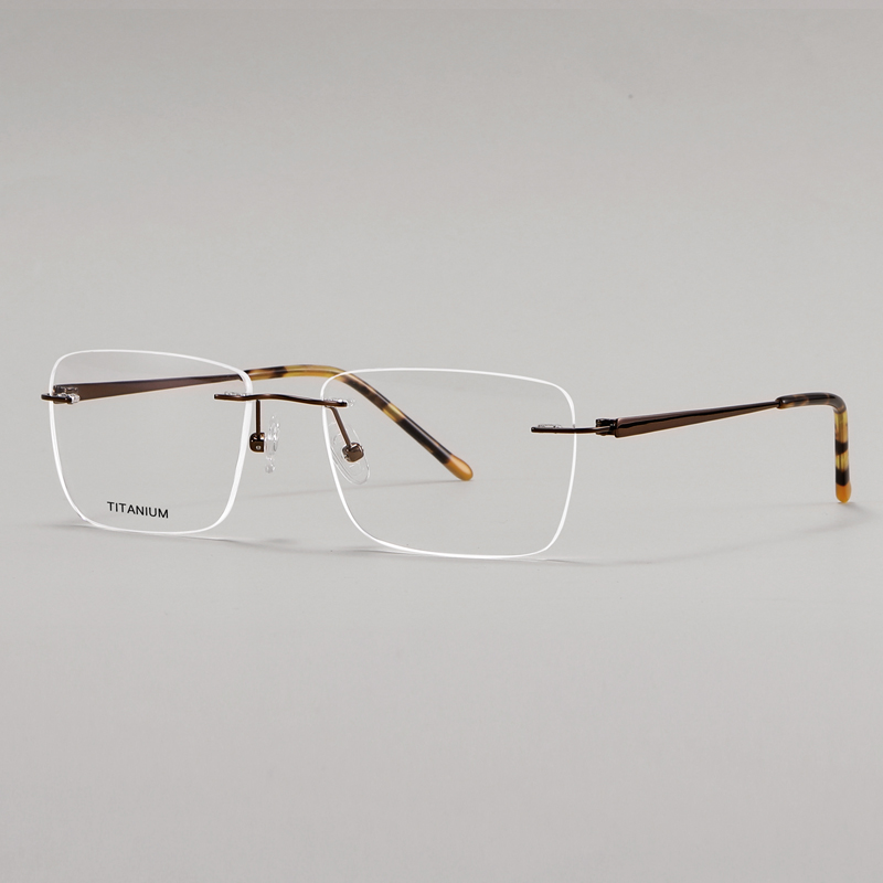 FEROCE Wholesale Fashion Eyeglasses Luxury Square Rimless Lightweight High Quality Pure Titanium Frameless New Optical Frames