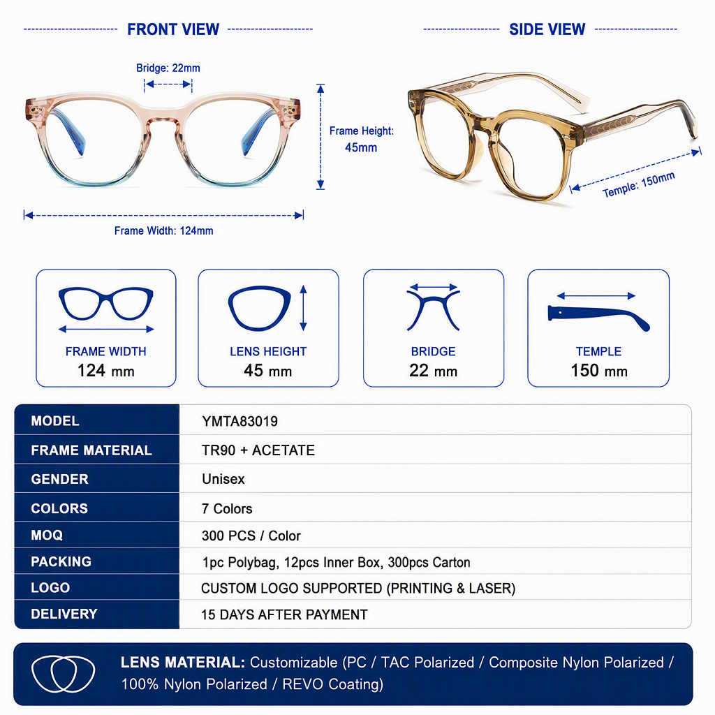 Acetate TR90 Optical Eyeglass Frames Unisex Lightweight Durable Eyewear Wholesale Supplier Custom Logo OEM Service