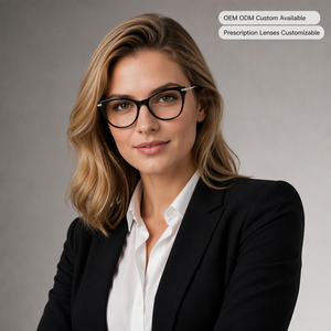 Cat Eye Optical Eyeglasses Frames Acetate Metal Temple Prescription Ready Custom Logo OEM Wholesale 52 16 142