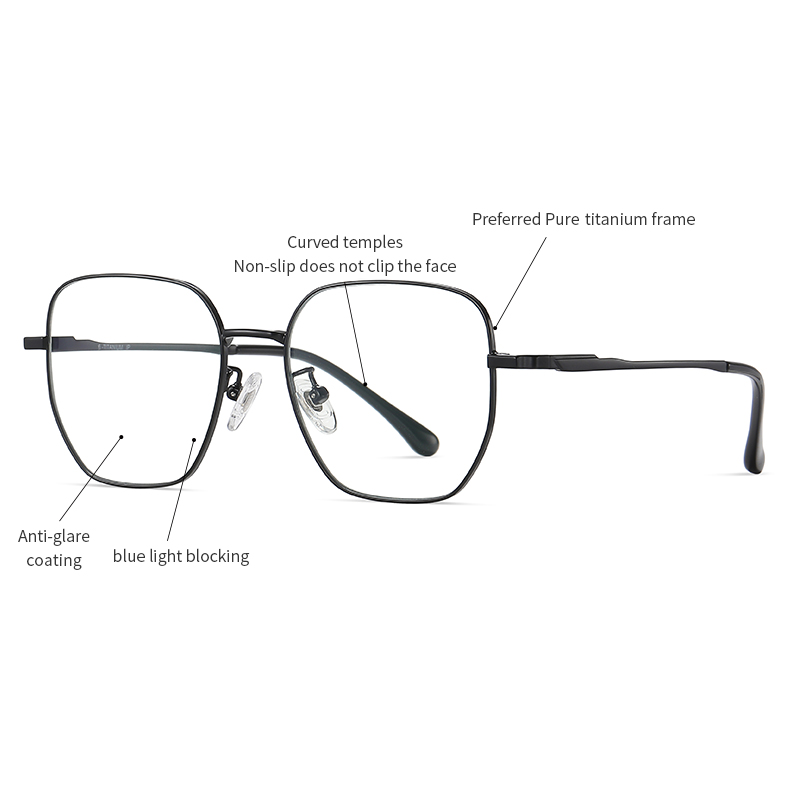 Wholesale Titanium Optical Glasses with Square Frame Classic Style Blue Light Blocking for Women and Men