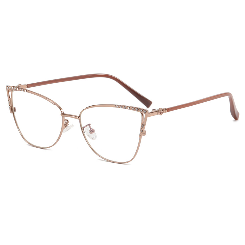 2025 Fashion Metal Cat Eye Punk Style Anti-Blue Light Rimless Lightweight Myopia Optical Glasses Unisex Factory Wholesale