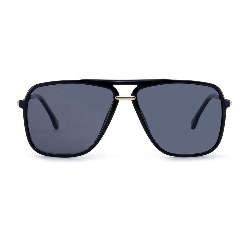 Wholesale Classic Trendy Ultra Slim Dual Bridge Aviation Sunglasses Polarized Blue Black Metal Frame Supper Light Weight for Men