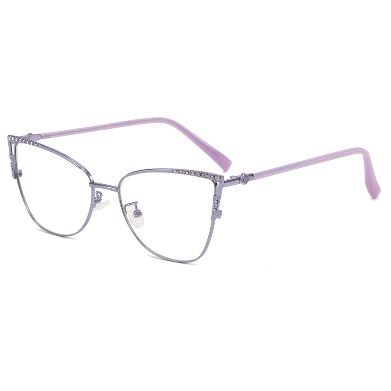 2025 Fashion Metal Cat Eye Punk Style Anti-Blue Light Rimless Lightweight Myopia Optical Glasses Unisex Factory Wholesale