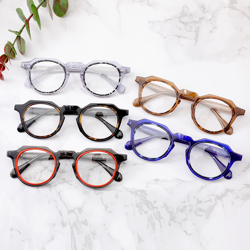 Wholesale Optical Glasses Acetate Frame Spectacle Frames Diamond Face Shape Match for Men and Women
