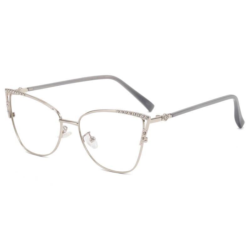 2025 Fashion Metal Cat Eye Punk Style Anti-Blue Light Rimless Lightweight Myopia Optical Glasses Unisex Factory Wholesale