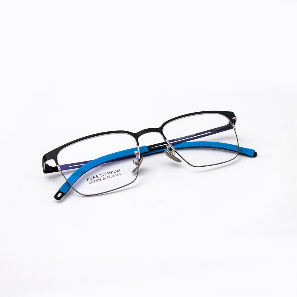 Unisex Fashionable Optic Quality Pure Titanium Lightweight Full-Rim Square Reading Glasses Frame Blue Black Wholesale Price