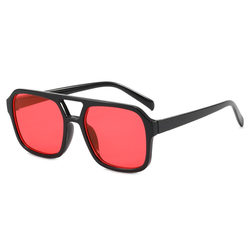 Wholesale Vintage Double Bridge Pilot Sunglasses for Women Men Square Aviation Frame Tinted Color Lens UV400 PC Custom Logo OEM