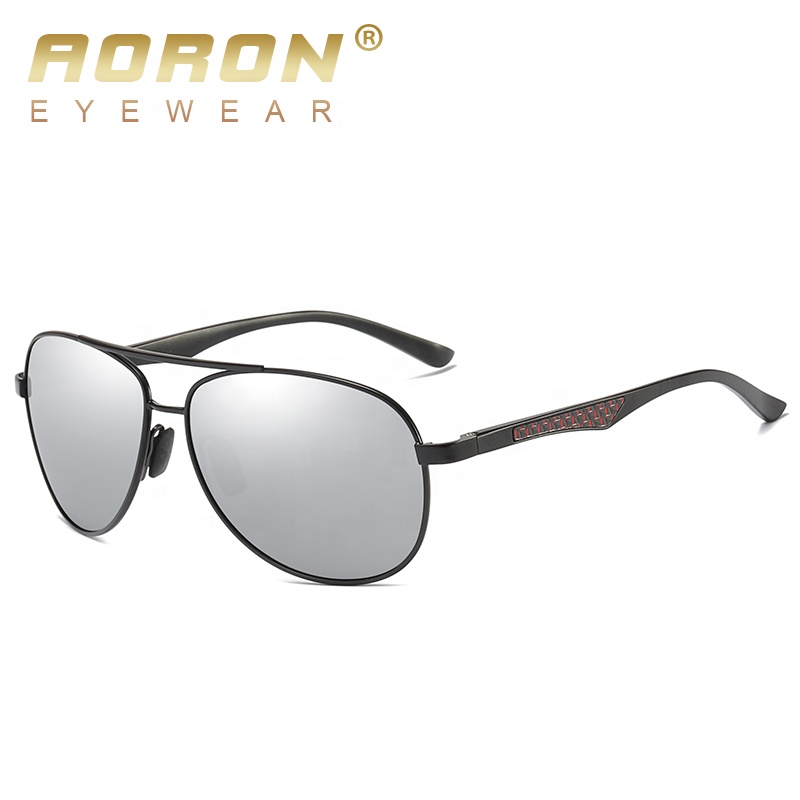 Aoron A554 Hot Sell Fashion Vintage Polarized Pilot Sunglasses Metal Sun Glasses Men Wholesale Fishing Driving Brown Sunshade