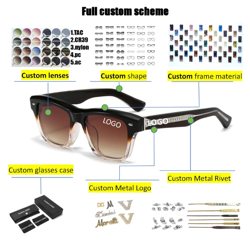 Custom Logo High Quality Luxury Sun Glasses Wholesale Oversized Sunglasses Fashionable Acetate Sunglasses Luxury Sunglasses