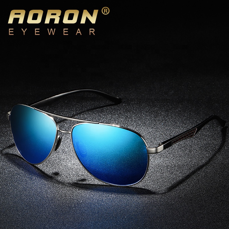 Aoron A554 Hot Sell Fashion Vintage Polarized Pilot Sunglasses Metal Sun Glasses Men Wholesale Fishing Driving Brown Sunshade