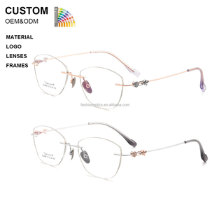 Factory Wholesaler Pure Titanium Anti-Blue Light UV400 Certified Rimless Glasses Frame