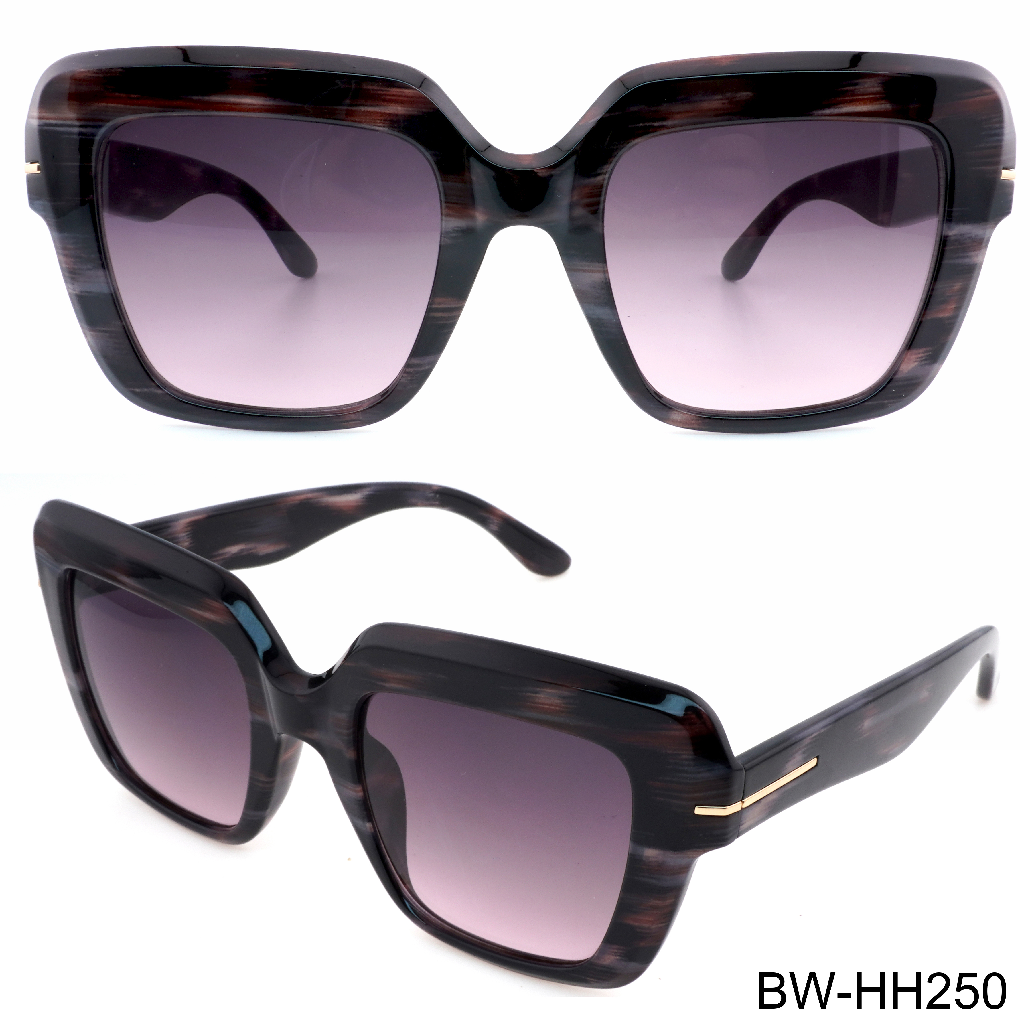 Wholesale Luxury Premium Women &amp; Men Designer Black Sunglasses Custom Logo Square UV400 Travel Sun Glasses