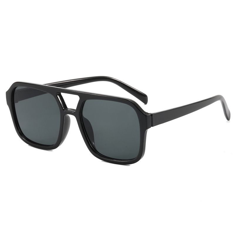 Wholesale Vintage Double Bridge Pilot Sunglasses for Women Men Square Aviation Frame Tinted Color Lens UV400 PC Custom Logo OEM