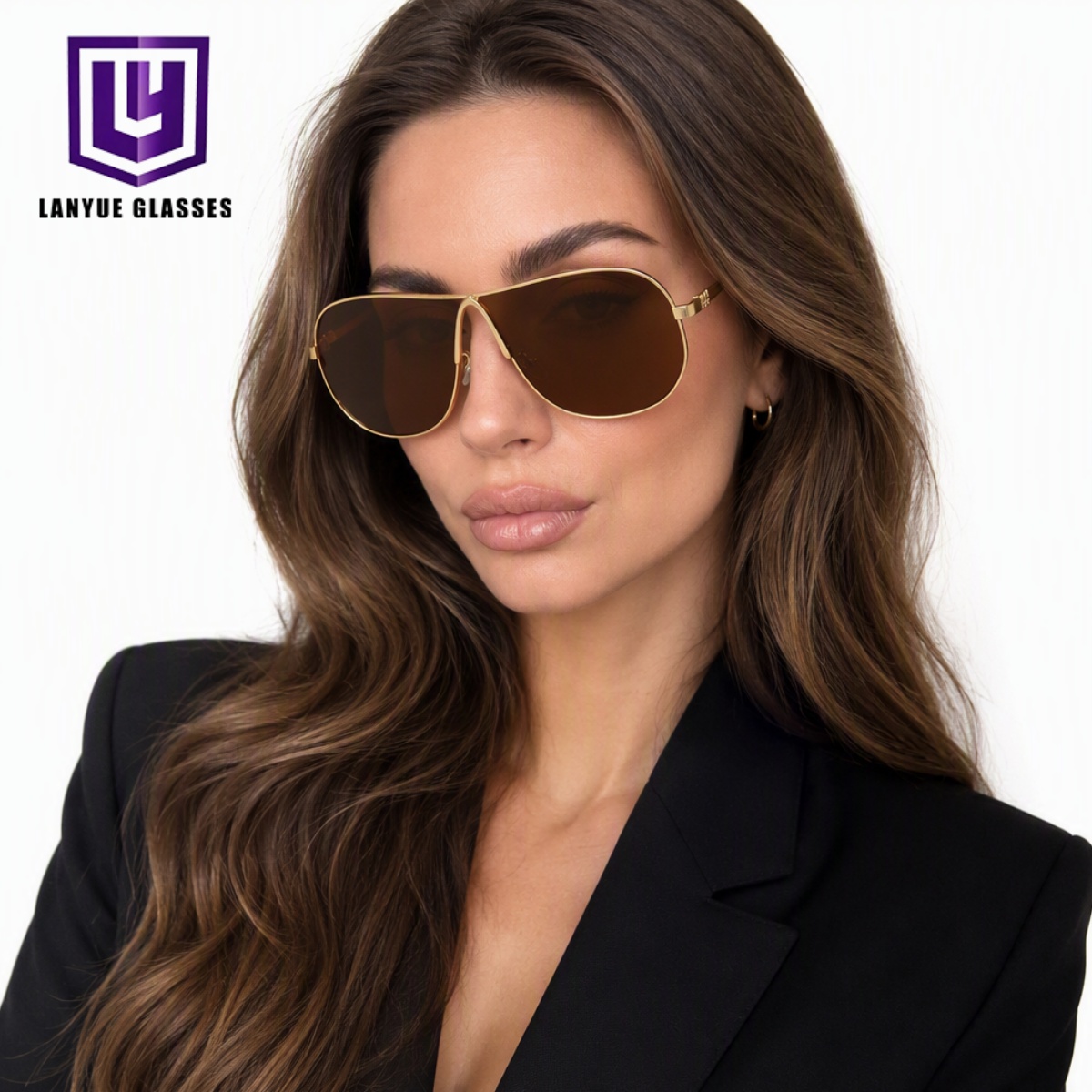 Retro 70s Pilot Teardrop Shield Wrap Around Oversized Metal UV400 Polarized Luxury Driving Sunglasses Men Glasses Sunglasses