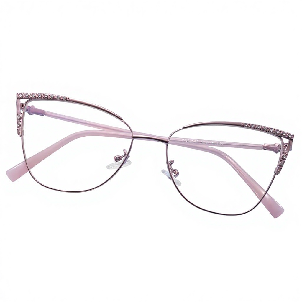 2025 Fashion Metal Cat Eye Punk Style Anti-Blue Light Rimless Lightweight Myopia Optical Glasses Unisex Factory Wholesale