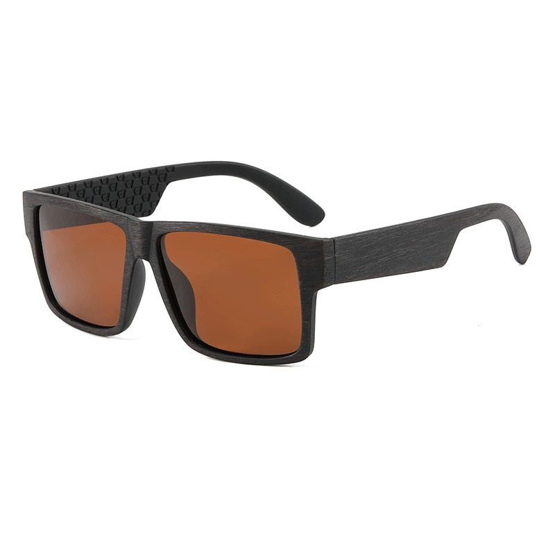 New Arrival Mens Outdoor Hiking Sunglasses Polarized Lightweight Eyewear Custom Logo Brushed Wood Grain Frame UV Protection
