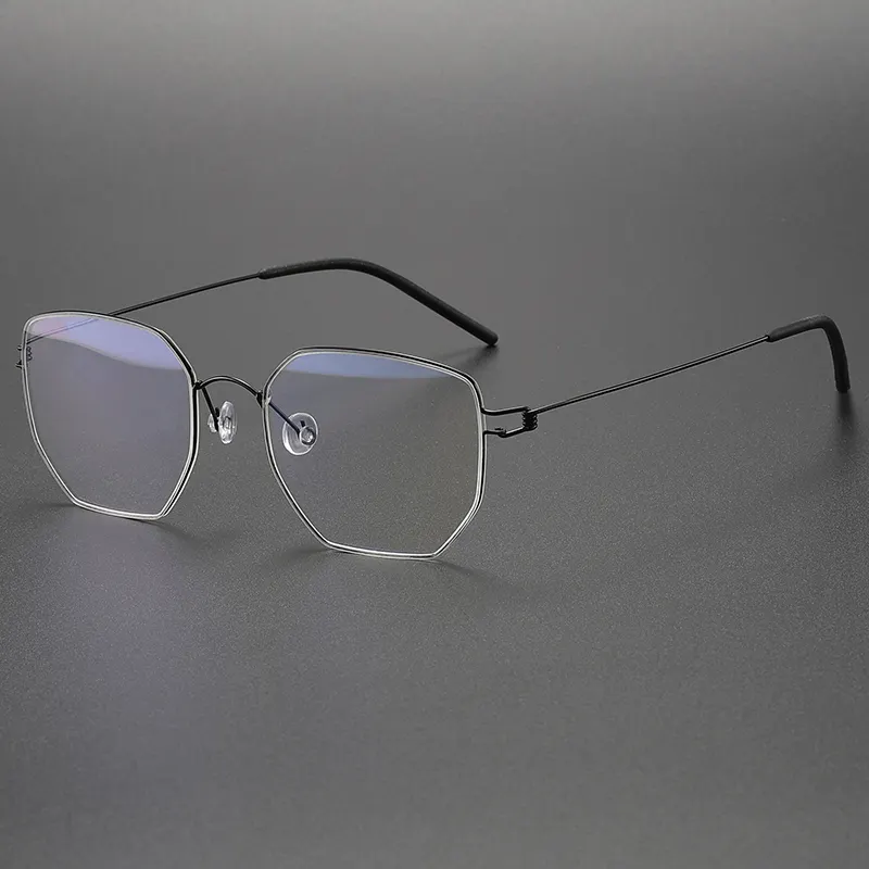 Esben Wholesale Handmade Unisex Retro square Pure Titanium Acetate Optical Eyewear Eyeglasses Spectacle Full Frame in Stock