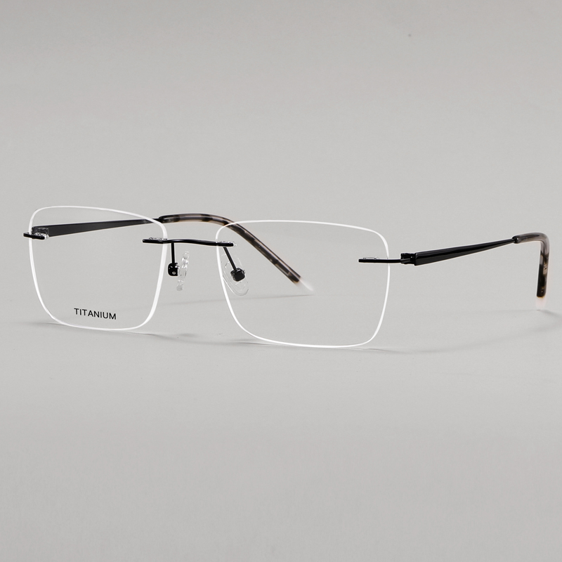 FEROCE Wholesale Fashion Eyeglasses Luxury Square Rimless Lightweight High Quality Pure Titanium Frameless New Optical Frames