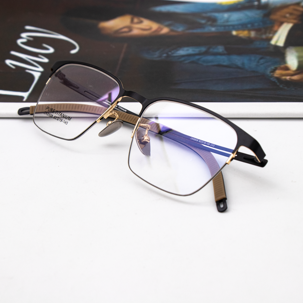 Unisex Fashionable Optic Quality Pure Titanium Lightweight Full-Rim Square Reading Glasses Frame Blue Black Wholesale Price
