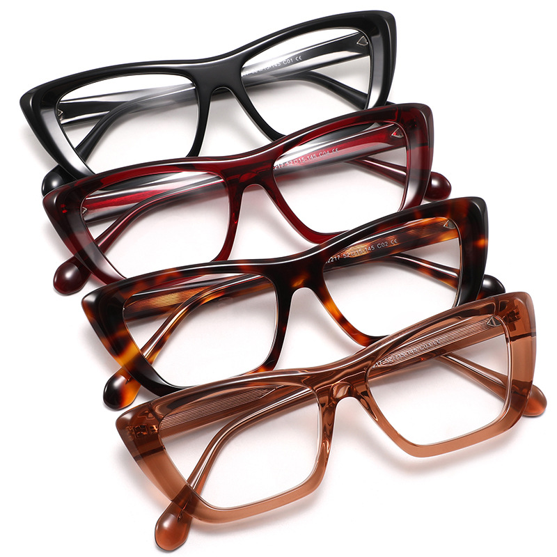 FEROCE Rectangular Cat Eye Acetate Eyewear Frame Optical Wholesale Eyeglasses New Spectacles Design Frames