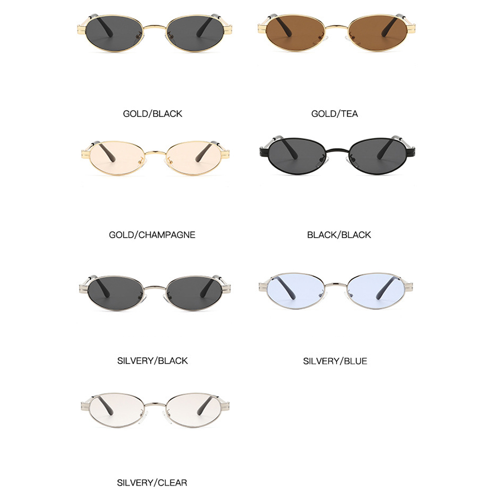 Custom Logo Low MOQ Metal Oval Sunglasses Vintage Retro Small Frame Sun Glasses Fashion Unisex Wholesale Bulk UV400