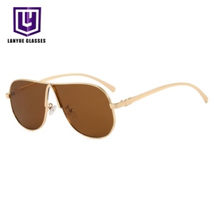 Retro 70s Pilot Teardrop Shield Wrap Around Metal Sunglasses