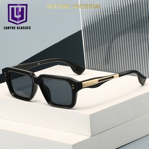 Vintage Classic Retro Square Rectangular Acetate Thick Frame Metal Decoration Rivets UV400 Driving Fashion Luxury Men Sunglasses