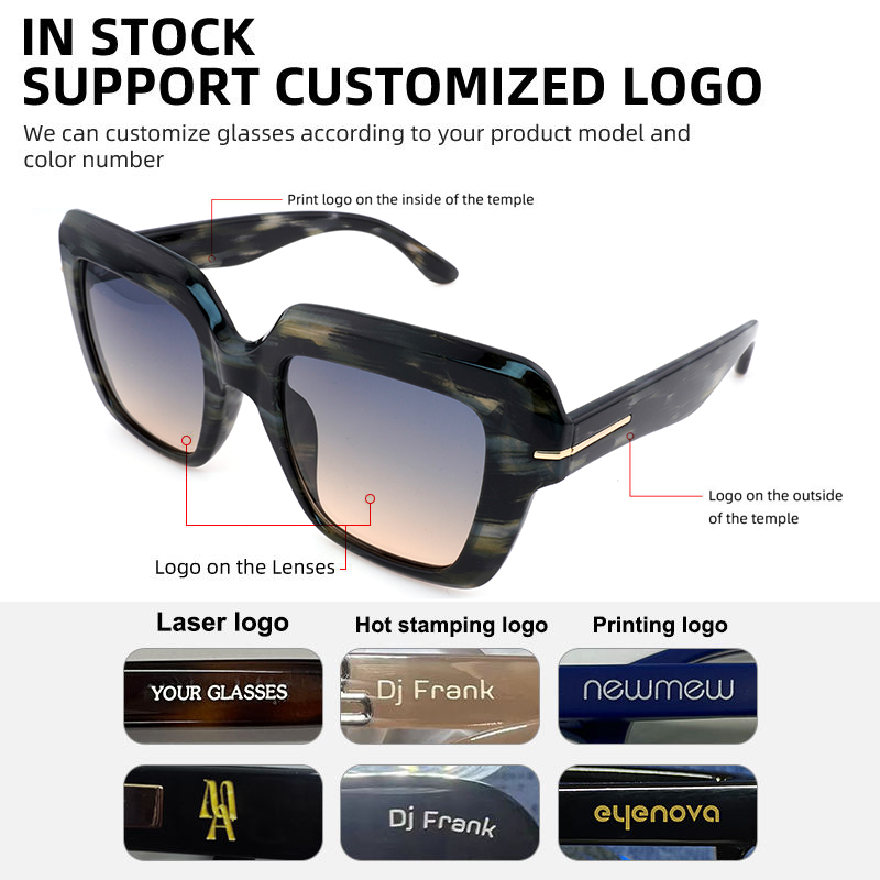 Wholesale Luxury Premium Women &amp; Men Designer Black Sunglasses Custom Logo Square UV400 Travel Sun Glasses