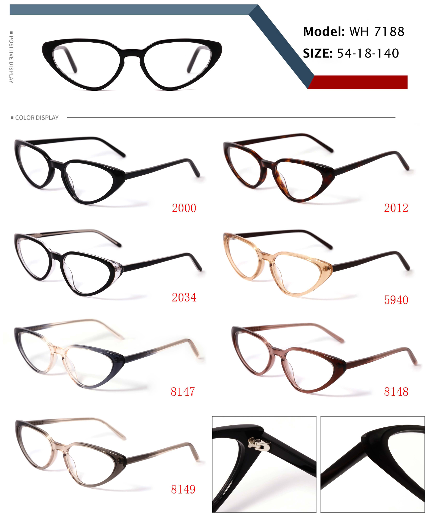 Cat Eye Acetate Sunglasses Frame Imported Acetate Custom Logo OEM ODM Wholesale Bulk Supply Assorted Colors