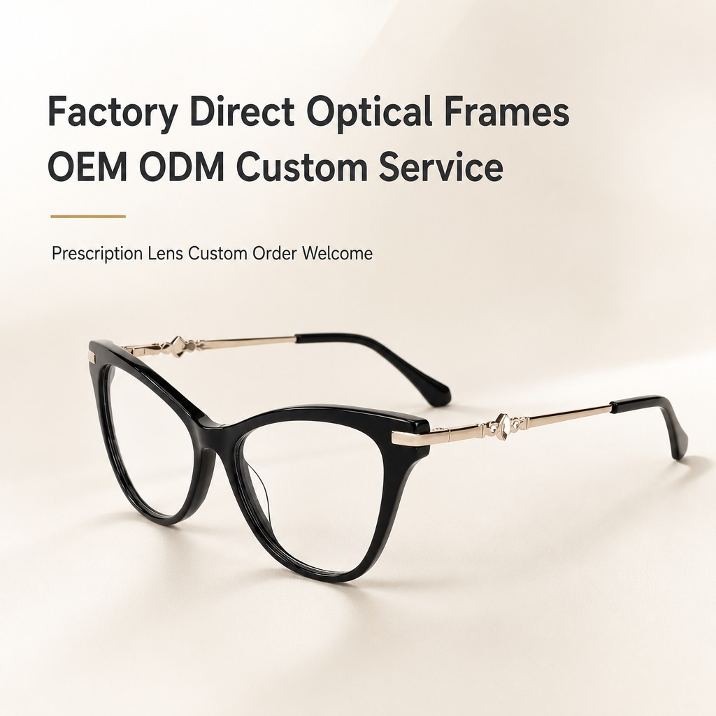 Cat Eye Optical Eyeglasses Frames Acetate Metal Temple Prescription Ready Custom Logo OEM Wholesale 52 16 142