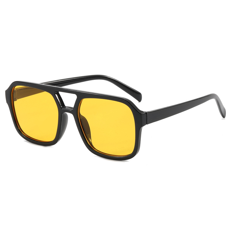 Wholesale Vintage Double Bridge Pilot Sunglasses for Women Men Square Aviation Frame Tinted Color Lens UV400 PC Custom Logo OEM